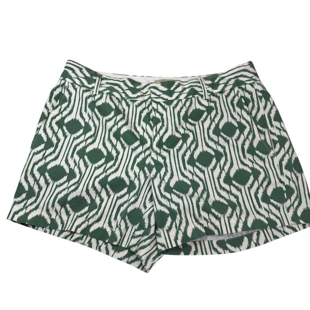 Banana Republic Green & White Ikat Print Shorts Size 8 | Modern Tailored Fit
